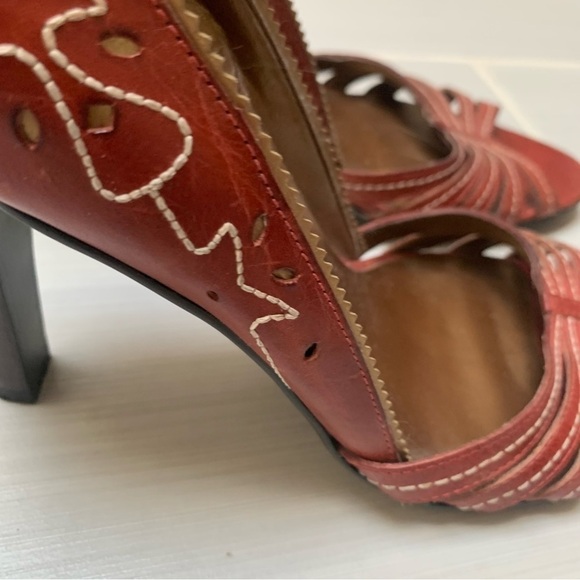Carlos by  Carlos Santana High Heels Open Toe Red/Orange Dusk 8.5 - Picture 10 of 12